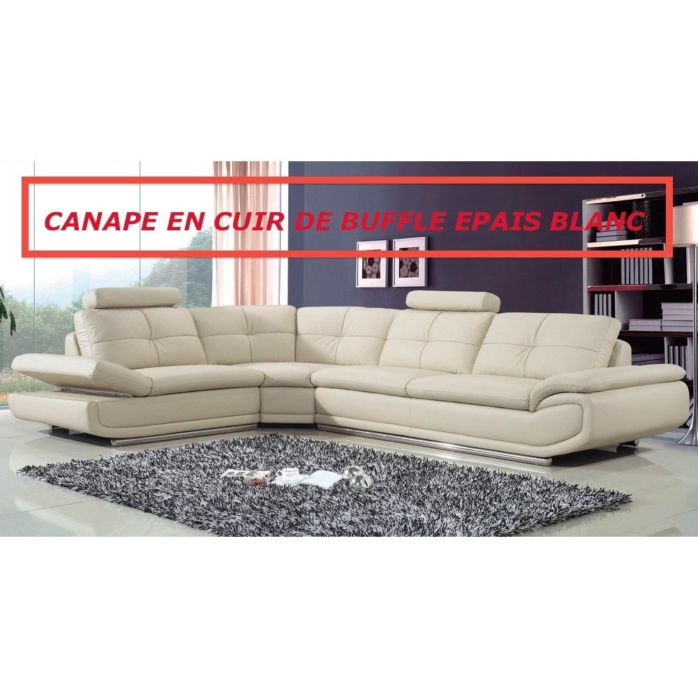 COMMANDE PERSONNALISEE SUR DEMANDE Canapé d'angle en cuir buffle EPAIS italien de luxe 6/7 places BELLALIGNA, angle gauche BLANC COMMANDE PERSONNALISEE SUR DEMANDE Canapé d'angle en cuir buffle EPAIS italien de luxe 6/7 places BELLALIGNA, angle gauche BLANC