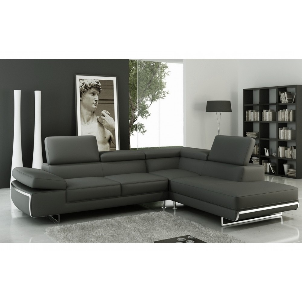 Premier paiement en 3x pour la commande de Mme Seddiki Nawel, canapé d'angle en cuir italien 5/6 places Guci, gris foncé, angle