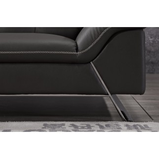 Canapé d'angle en cuir de buffle italien de luxe 5/6 places VIDA, noir, angle gauche
