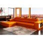 Canapé d'angle en cuir italien 4/5 places ENJOY, orange, angle gauche