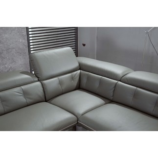 Canapé d'angle en cuir de buffle italien de luxe 5/6 places, VIDA, gris foncé, angle droit
