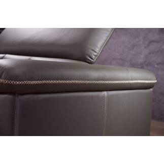 Canapé d'angle en cuir de buffle italien de luxe 5/6 places VIDA, chocolat, angle gauche