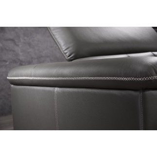 Canapé d'angle en cuir de buffle italien de luxe 5/6 places, VIDA, noir, angle droit