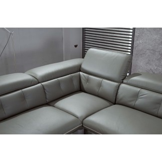 Canapé d'angle en cuir de buffle italien de luxe 5/6 places VIDA, gris foncé, angle gauche