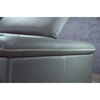 Canapé d'angle en cuir de buffle italien de luxe 5/6 places VIDA, gris foncé, angle gauche