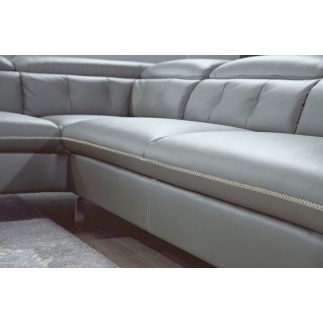 Canapé d'angle en cuir de buffle italien de luxe 5/6 places VIDA, gris foncé, angle gauche