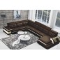 Canapé d'angle cuir épais buffle italien 9 places avec 1 assise en plus sur la longueur, BELLISSIMO, CHOCOLAT AG4 - ECRU AG09 , Canapé d'angle cuir épais buffle italien 9 places avec 1 assise en plus sur la longueur, BELLISSIMO, CHOCOLAT AG4 - ECRU AG09 ,