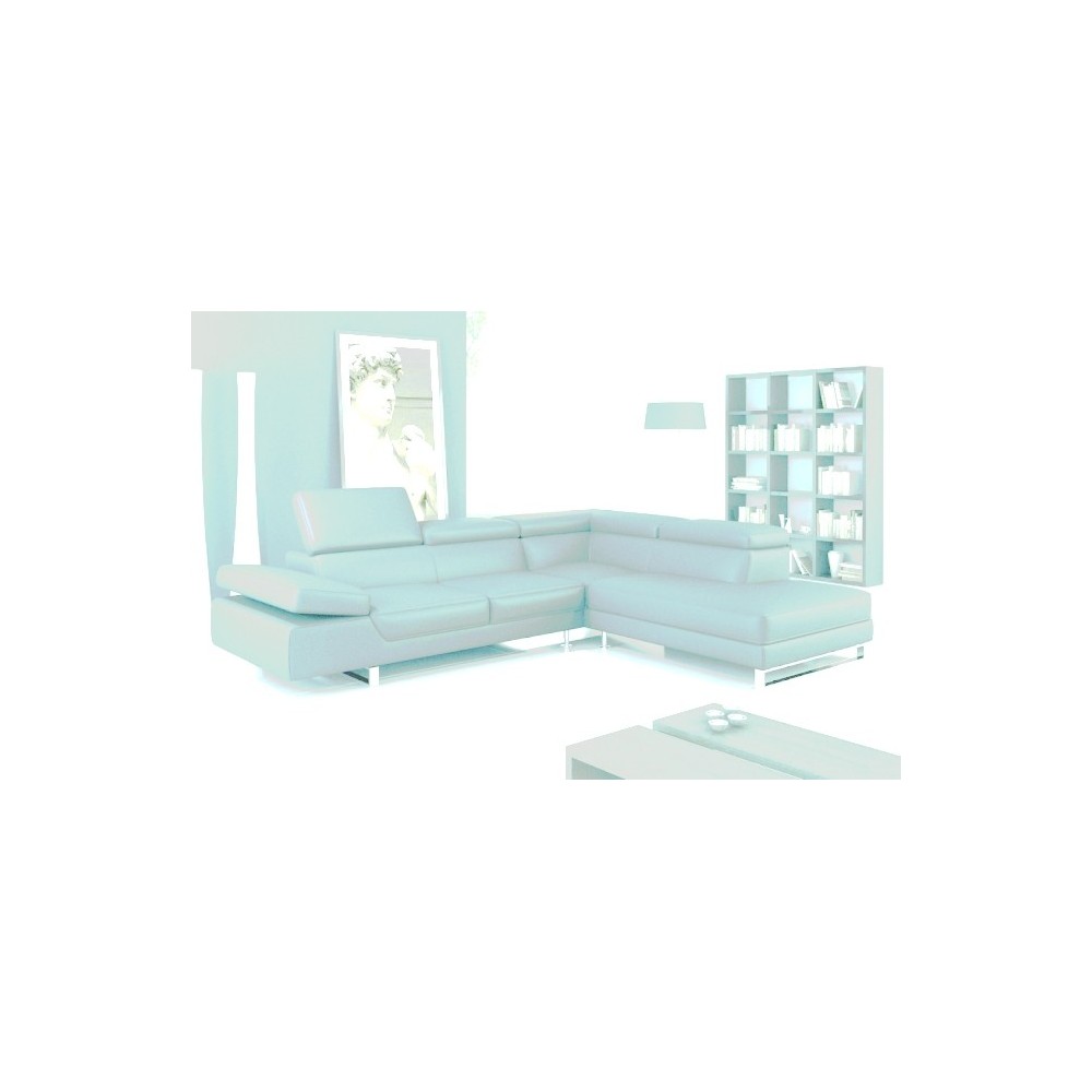 Canapé d'angle en cuir italien 5/6 places PETIT GEORGIO , Gris clair N°9507 Angle Droit Canapé d'angle en cuir italien 5/6 places PETIT GEORGIO , Gris clair N°9507 Angle Droit