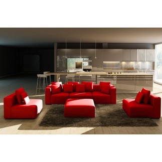 Canapé modulable COMBINO CUIR PRESTIGE LUXE, ROUGE