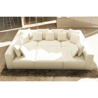 Canapé modulable COMBINO CUIR PRESTIGE LUXE, ROUGE