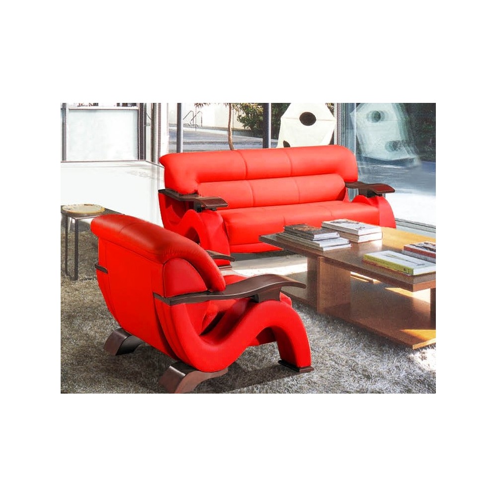 Canapé 3 places en cuir supérieur luxe haut de gamme italien TENTATION, rouge Canapé 3 places en cuir supérieur luxe haut de gamme italien TENTATION, rouge