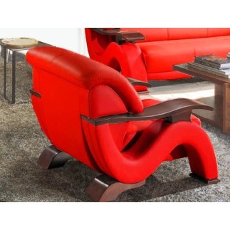 Fauteuil 1 place en cuir supérieur luxe haut de gamme italien TENTATION, rouge