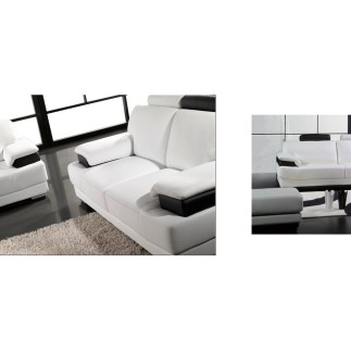 Canapé 3 places en 100% tout cuir luxe haut de gamme italien vachette. Blanc et noir