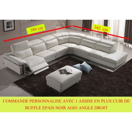 COMMANDE PERSONNALISE SUR DEMANDE Canapé d'angle relax en cuir buffle Epais italien, de luxe RELAXINO avec 1 Assise en plus , No