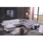 Canapé d'angle relax électrique en cuir buffle italien de luxe COMBIRELAX, blanc et noir, angle droit, 7/8 places Canapé d'angle relax électrique en cuir buffle italien de luxe COMBIRELAX, blanc et noir, angle droit, 7/8 places