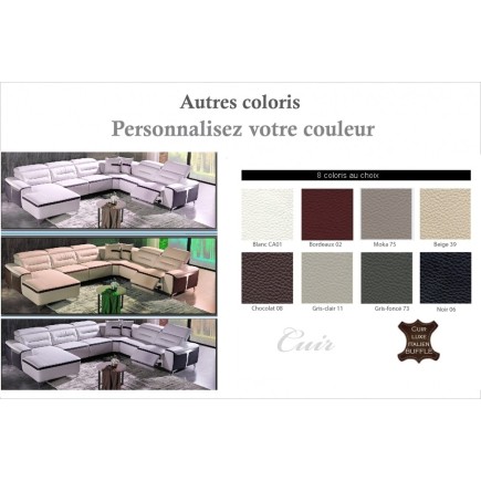 Canapé d'angle relax électrique en cuir buffle italien de luxe COMBIRELAX, couleurs personnalisées, angle droit,