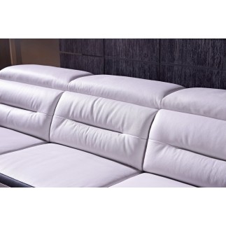 Canapé d'angle relax en cuir de buffle italien de luxe FUNRELAX , blanc et noir, angle droit, 5 places