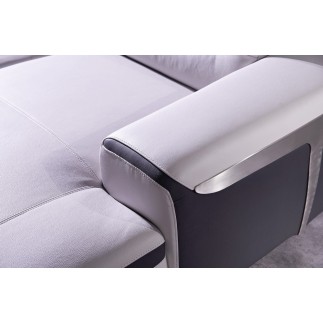 Canapé d'angle relax en cuir de buffle italien de luxe FUNRELAX , blanc et noir, angle droit