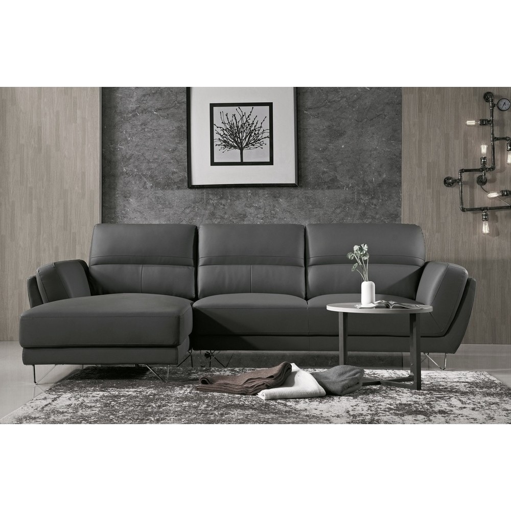 Canapé d'angle de luxe 5 places COSTA, coloris gris foncé, angle gauche Canapé d'angle de luxe 5 places COSTA, coloris gris foncé, angle gauche