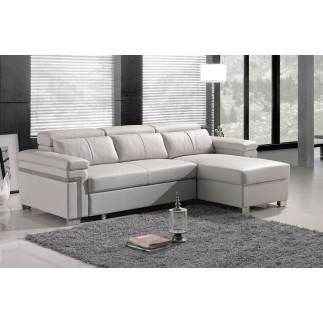 Canapé d'angle convertible 5 places, ALLUSION, couleur blanc, angle droit