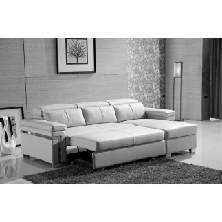 Canapé d'angle convertible 5 places, ALLUSION, couleur blanc, angle droit
