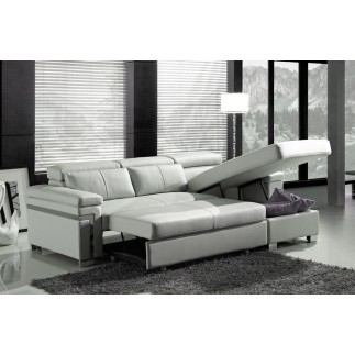 Canapé d'angle convertible 5 places, ALLUSION, couleur blanc, angle droit