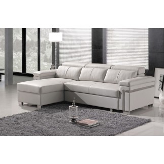 Canapé d'angle convertible 5 places, ALLUSION, blanc, angle gauche