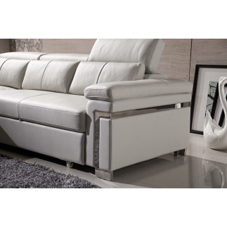 Canapé d'angle convertible 5 places, ALLUSION, blanc, angle gauche