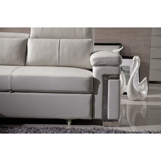 Canapé d'angle convertible 5 places, ALLUSION, blanc, angle gauche