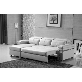 Canapé d'angle convertible 5 places, ALLUSION, blanc, angle gauche