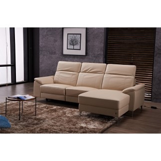 Canapé d'angle relax de luxe 5 places BRINDA, coloris beige, angle droit
