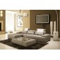 Canapé d'angle en cuir italien 5 places ELIXA, gris clair pastel et blanc, angle gauche Canapé d'angle en cuir italien 5 places ELIXA, gris clair pastel et blanc, angle gauche