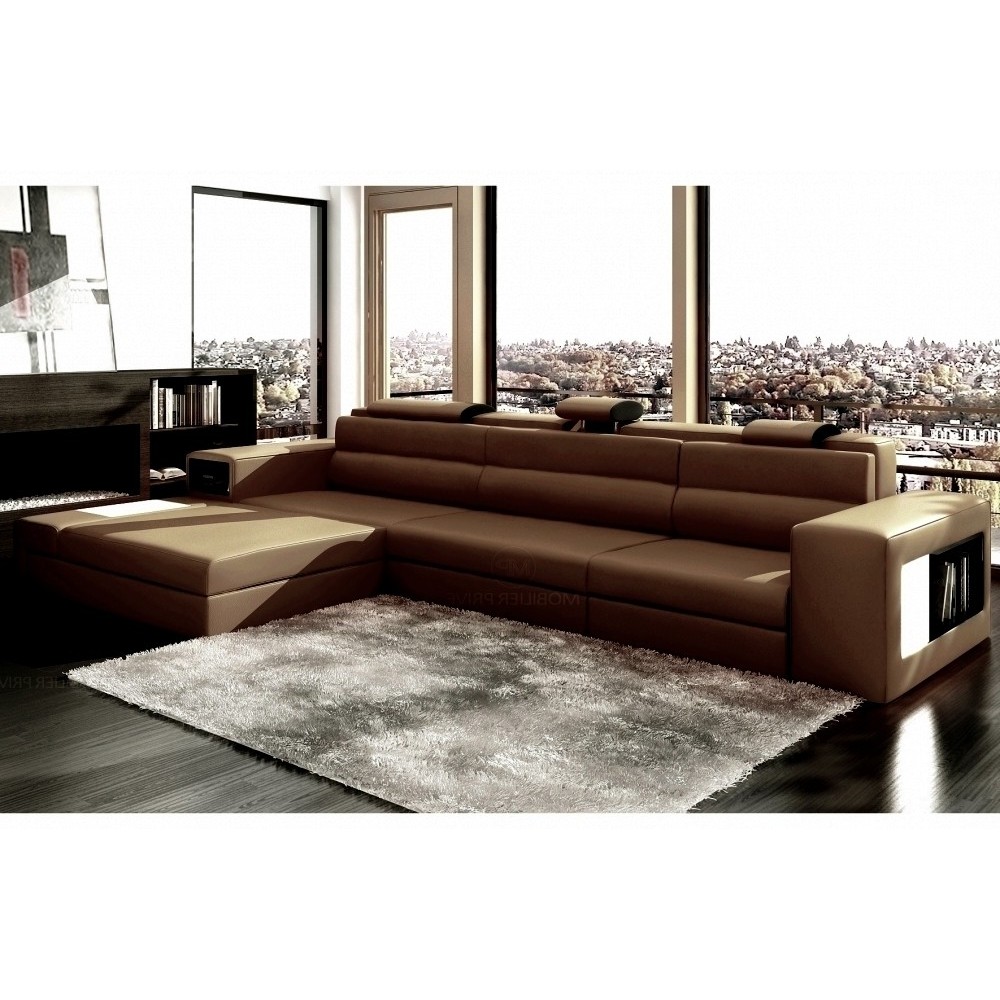 Canapé d'angle en cuir italien 4/5 places ENJOY, marron, angle gauche Canapé d'angle en cuir italien 4/5 places ENJOY, marron, angle gauche