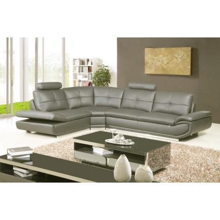 Canapé d'angle, qualité luxe 6/7 places BELLASTAR, gris foncé, angle gauche