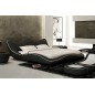 Lit cuir REVERIE contemporain 180x200 Gris foncé liseret Blanc. Avec le sommier à lattes