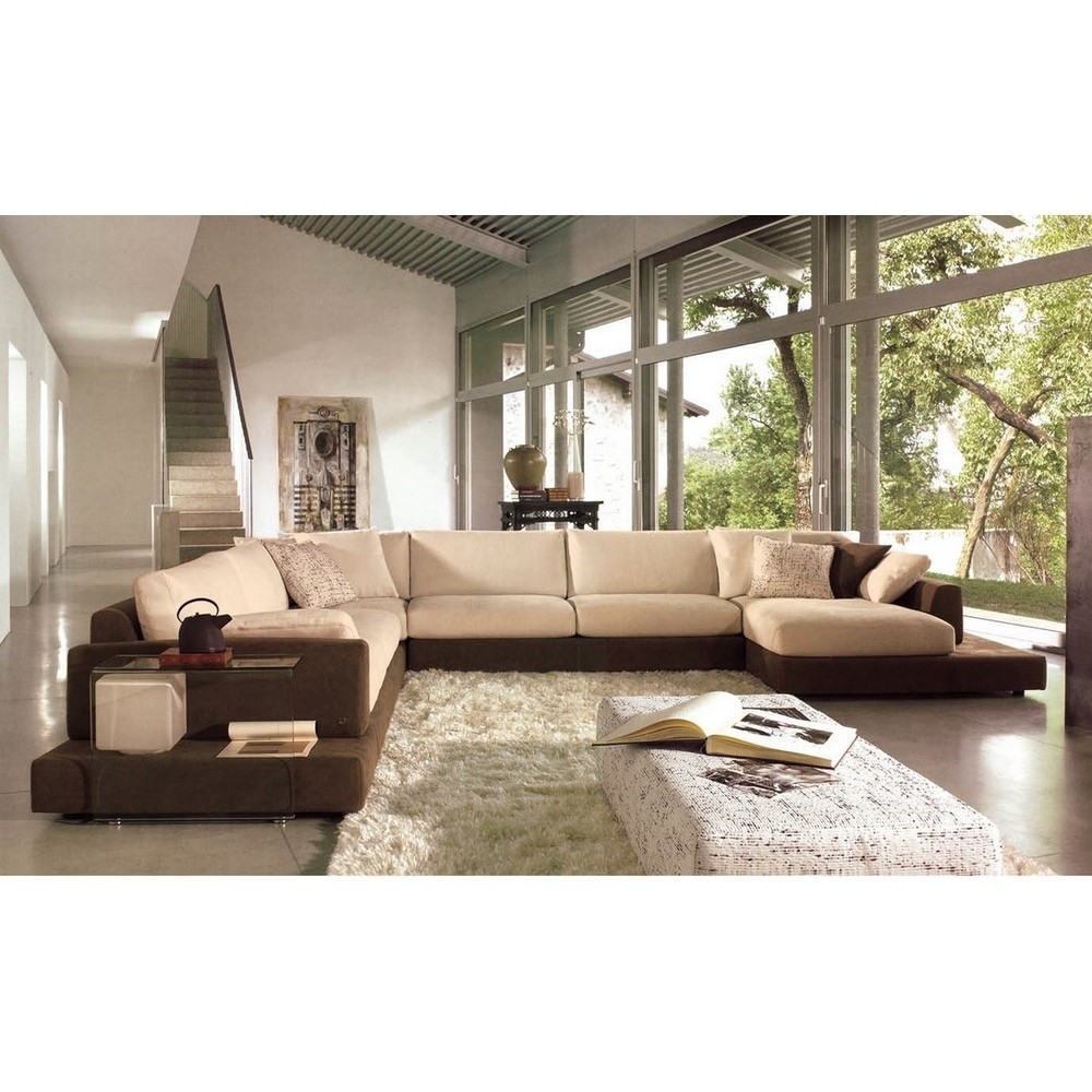 Canapé d'angle LOFT en tissu haut de gamme, beige et chocolat, angle gauche, 8 places Canapé d'angle LOFT en tissu haut de gamme, beige et chocolat, angle gauche, 8 places