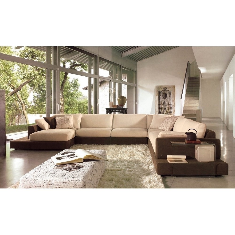 Canapé d'angle LOFT en tissu haut de gamme, coloris beige et chocolat, angle droit, 8 places Canapé d'angle LOFT en tissu haut de gamme, coloris beige et chocolat, angle droit, 8 places