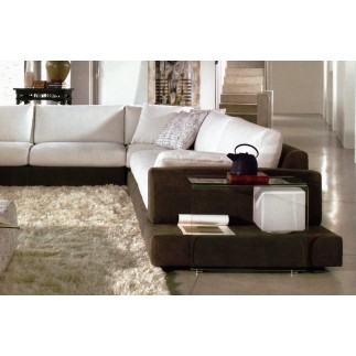 Canapé d'angle LOFT en tissu haut de gamme, écru et chocolat, angle droit