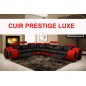 Canapé d'angle en CUIR PRESTIGE italien 5/6 places PETIT EXCELIA, noir et rouge Canapé d'angle en CUIR PRESTIGE italien 5/6 places PETIT EXCELIA, noir et rouge