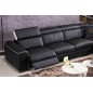 Canapé d'angle double relax électrique en cuir de buffle italien de luxe 7/8 places BESTRELAX, noir et blanc, angle droit Canapé d'angle double relax électrique en cuir de buffle italien de luxe 7/8 places BESTRELAX, noir et blanc, angle droit