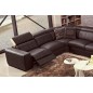 Canapé d'angle double relax électrique en cuir de buffle italien de luxe 7/8 places BESTRELAX chocolat et beige, angle gauche, Canapé d'angle double relax électrique en cuir de buffle italien de luxe 7/8 places BESTRELAX chocolat et beige, angle gauche,