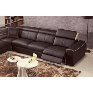 Canapé d'angle double relax électrique en cuir de buffle italien de luxe 7/8 places BESTRELAX chocolat et beige, angle gauche,