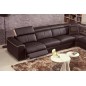 Canapé d'angle double relax électrique en cuir de buffle italien de luxe 7/8 places BESTRELAX, chocolat et beige, angle droit, Canapé d'angle double relax électrique en cuir de buffle italien de luxe 7/8 places BESTRELAX, chocolat et beige, angle droit,