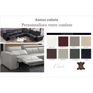 Canapé d'angle double relax électrique en cuir de buffle italien de luxe 7/8 places BESTRELAX, coulleurs personnalisées, angle d