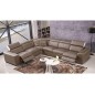 Canapé d'angle double relax électrique en cuir de buffle italien de luxe 7/8 places BESTRELAX moka et blanc, angle gauche, Canapé d'angle double relax électrique en cuir de buffle italien de luxe 7/8 places BESTRELAX moka et blanc, angle gauche,