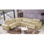 Canapé d'angle double relax électrique en cuir de buffle italien de luxe 7/8 places BESTRELAX beige et blanc, angle gauche, Canapé d'angle double relax électrique en cuir de buffle italien de luxe 7/8 places BESTRELAX beige et blanc, angle gauche,