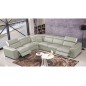 Canapé d'angle double relax électrique en cuir de buffle italien de luxe 7/8 places BESTRELAX gris clair et blanc, angle gauche, Canapé d'angle double relax électrique en cuir de buffle italien de luxe 7/8 places BESTRELAX gris clair et blanc, angle gauche,