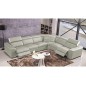 Canapé d'angle double relax électrique en cuir de buffle italien de luxe 7/8 places BESTRELAX, gris clair et blanc, angle droit, Canapé d'angle double relax électrique en cuir de buffle italien de luxe 7/8 places BESTRELAX, gris clair et blanc, angle droit,