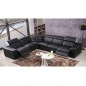 Canapé d'angle double relax électrique en cuir de buffle italien de luxe 7/8 places BESTRELAX noir et blanc, angle gauche, Canapé d'angle double relax électrique en cuir de buffle italien de luxe 7/8 places BESTRELAX noir et blanc, angle gauche,