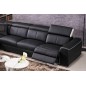 Canapé d'angle double relax électrique en cuir de buffle italien de luxe 7/8 places BESTRELAX noir et blanc, angle gauche, Canapé d'angle double relax électrique en cuir de buffle italien de luxe 7/8 places BESTRELAX noir et blanc, angle gauche,